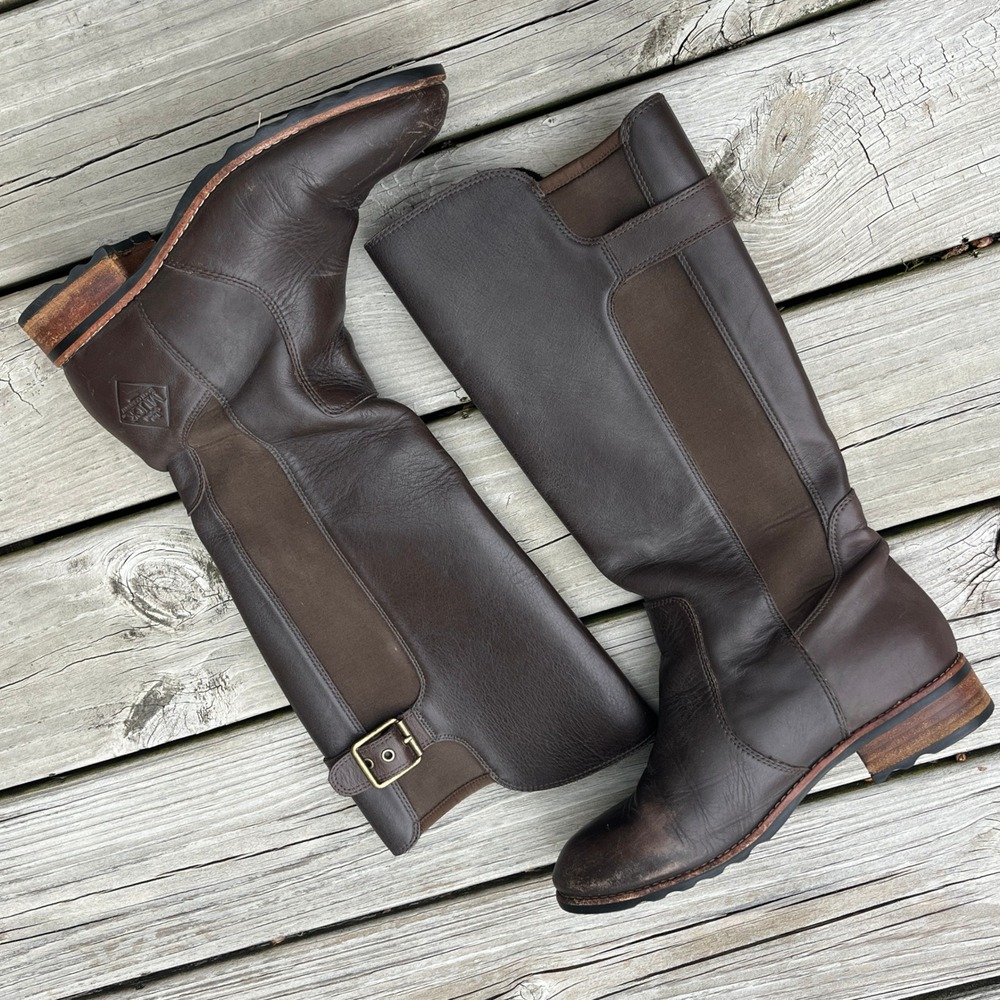 Muck Boot Company Womens Brown Leather Tall Riding Boots Derby Size 8 *READ